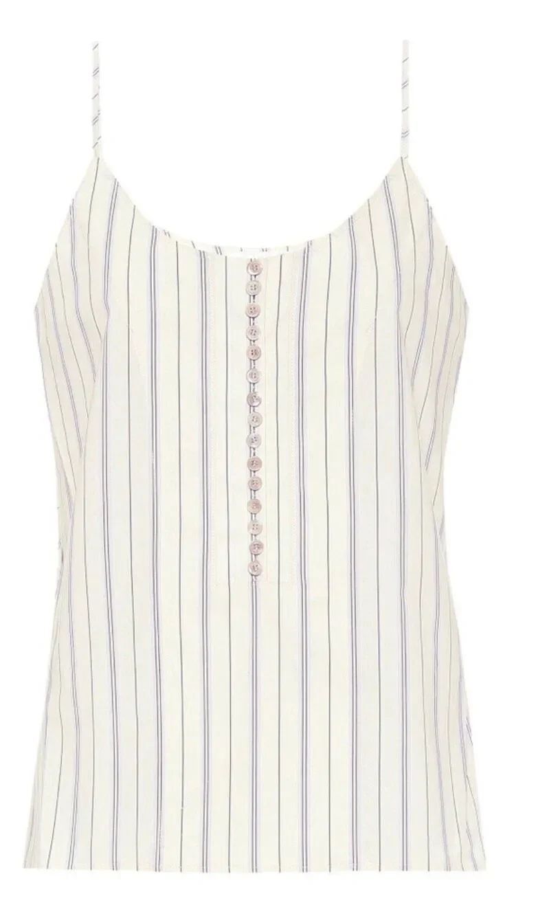 Chloe - Striped cotton camisole in in Buttercream Size 40/Medium 6/8